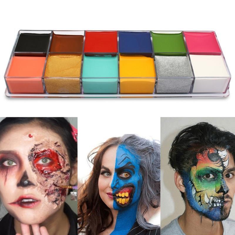 12 Colors Face Body Painting Art Non Toxic Safe Oil Paint Halloween Party Fancy