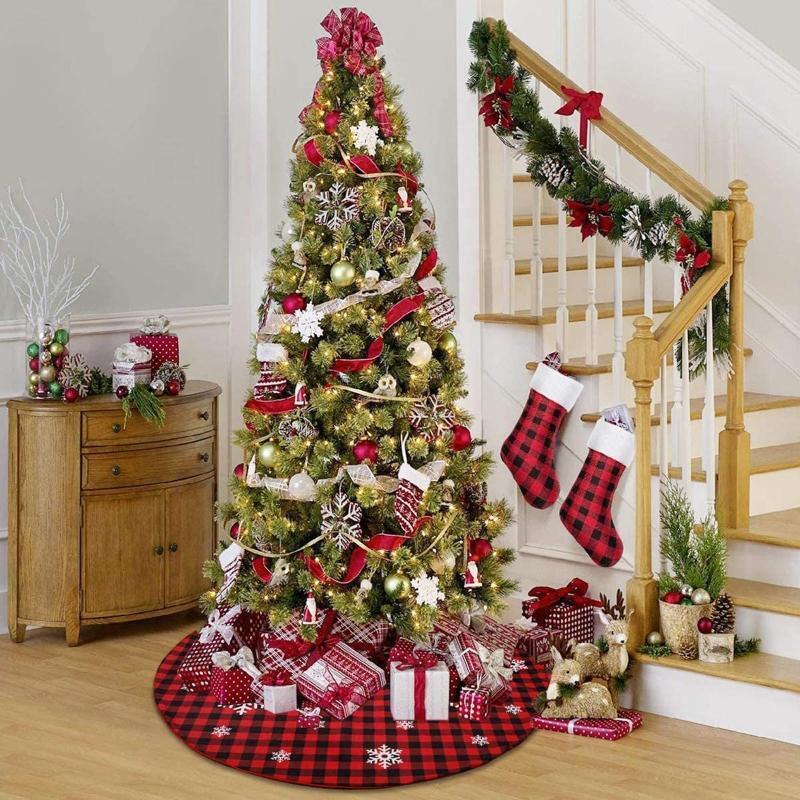 Christmas Tree Skirts For Summer xmas Tree Decoration Plaid Tree Skirt