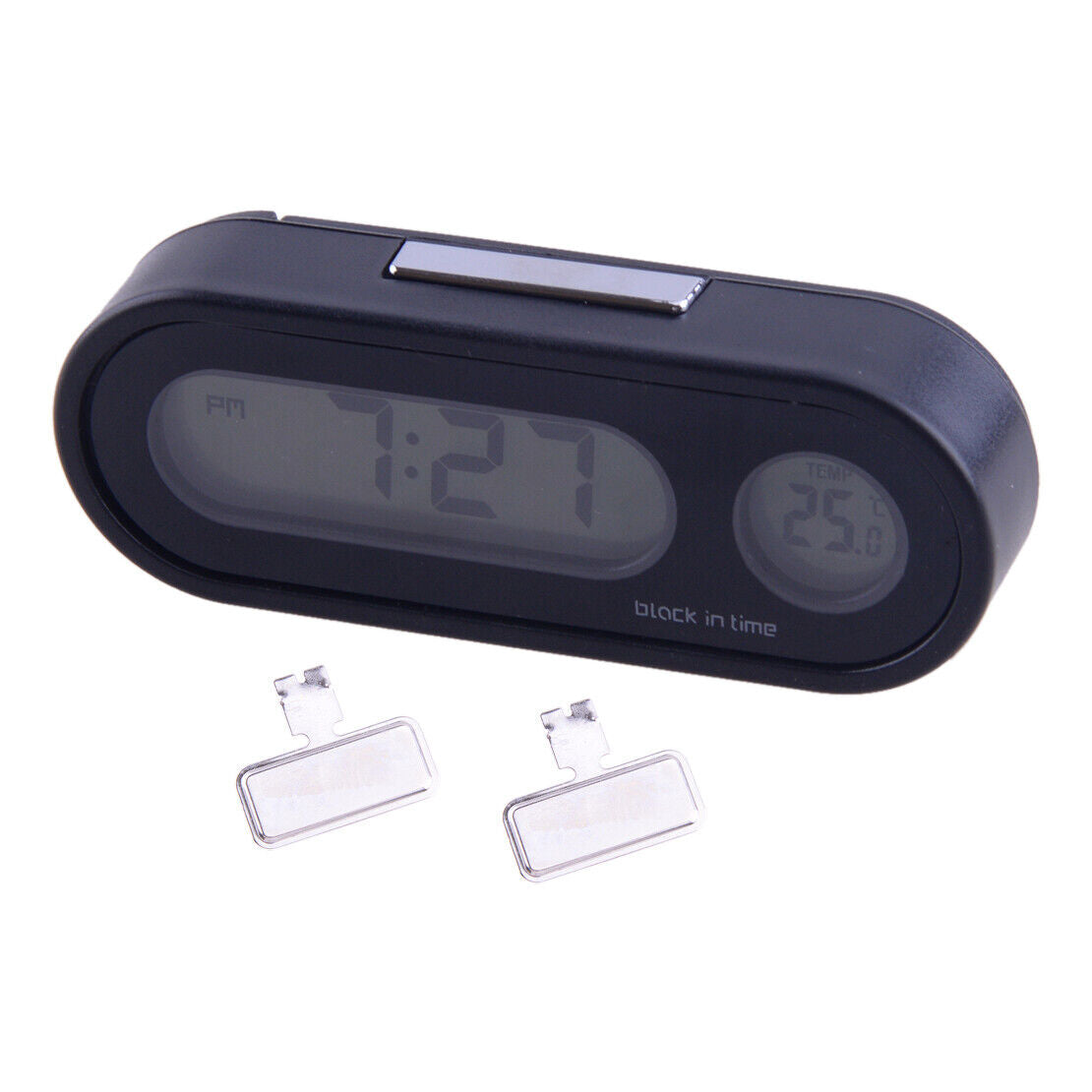 2 in 1 Car Digital LCD Electronic Time Clock Thermometer Watch Backlight Black