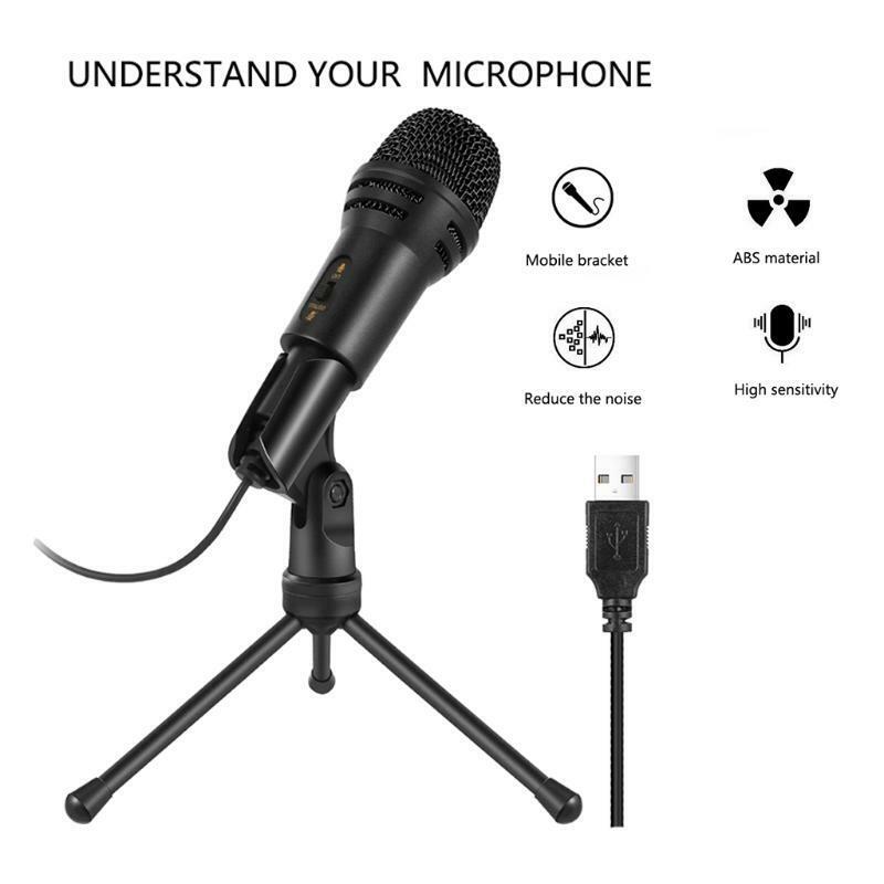 1Set 3.5mm Condenser Microphone Desktop Computer with Stand Plug and Play