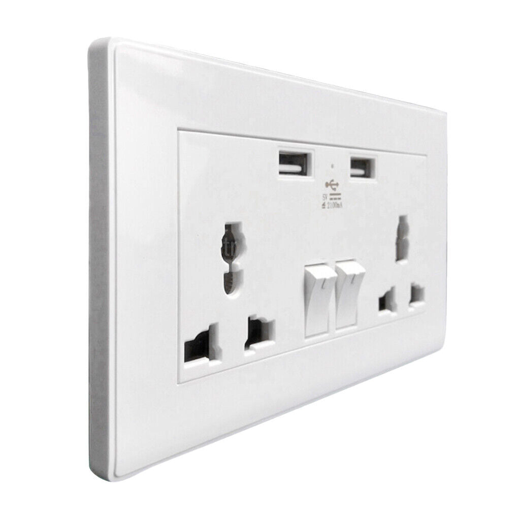 2-Port USB Wall Socket Switch Charger AC  Receptacle Outlet   Panel