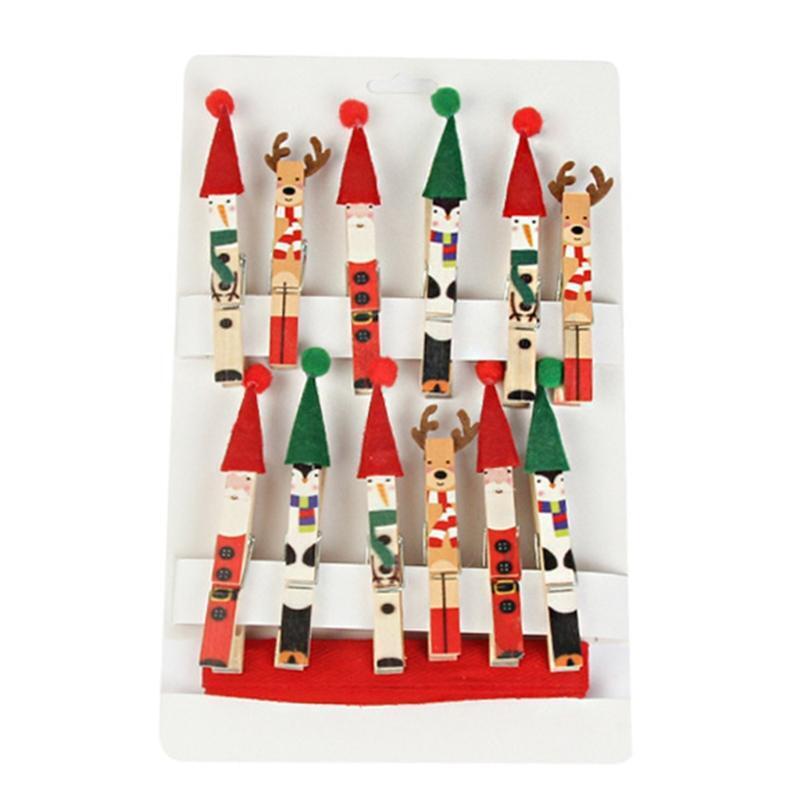 Christmas Wood Clips Wedding Birthday Party Gifts Xmas Tree Home Decorations