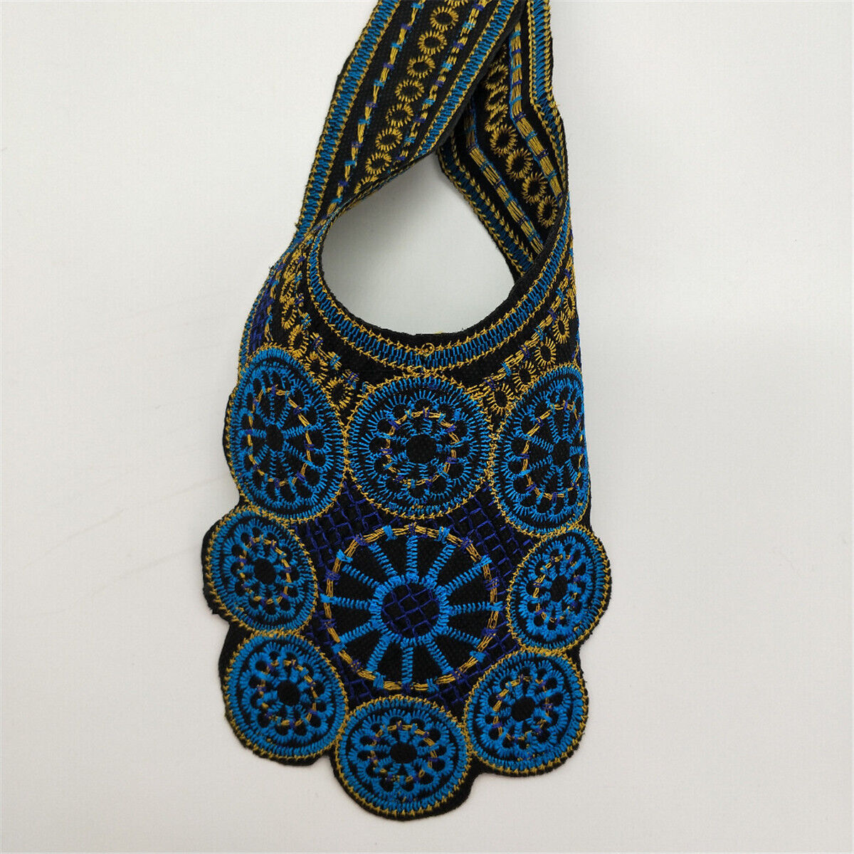2PCS DIY Embroidery Ethnic Style Lace Neckline Dress Accessories Square Applique