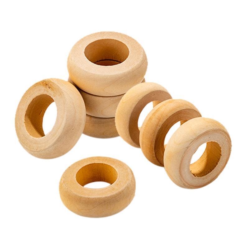 10 Pcs Natural Wooden Serviette Holders Napkin Rings Set Round Serviette Rings