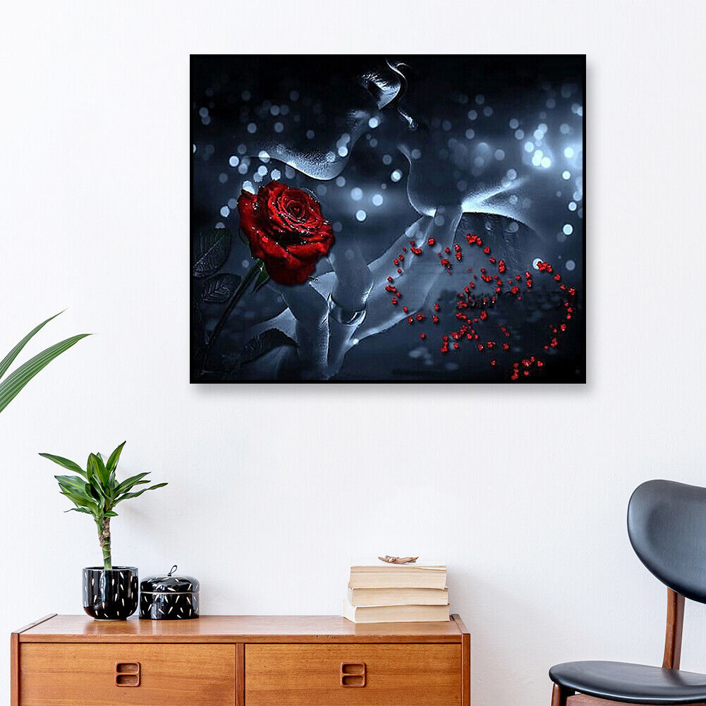 Full Drill Round Diamond Painting DIY Rose Lover Mosaic Kit for Bead Art