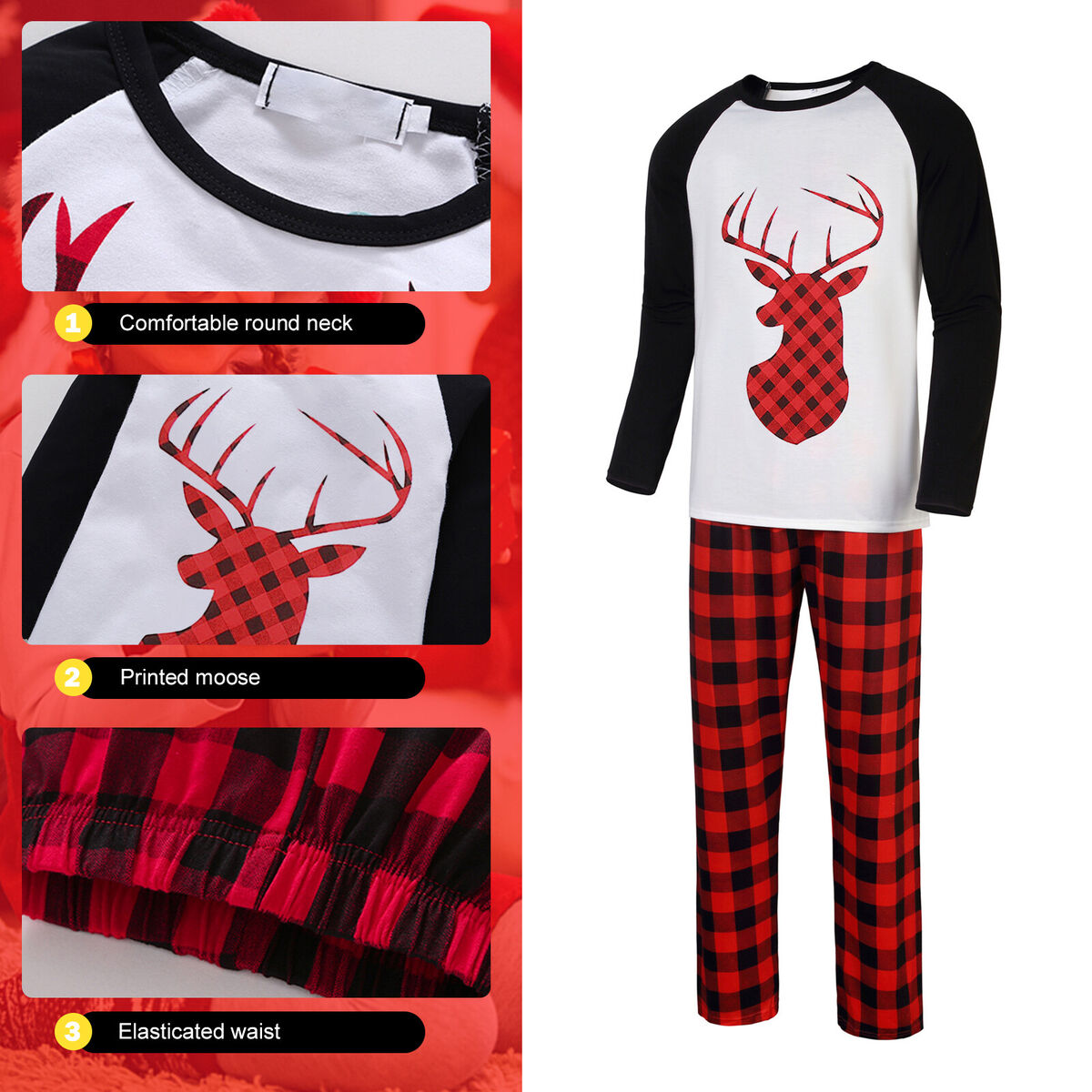 Christmas Matching Family Pajamas Set 2 Pieces Printed Homewear (Dad XL)