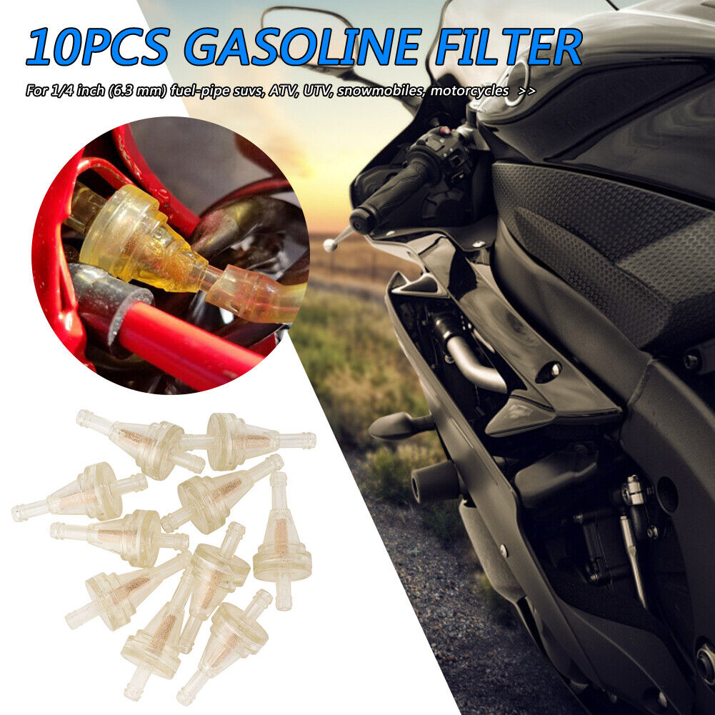 10pcs 1/4 Clear Motorcycle Inline Gas Fuel Filter for Dirt Bike ATV UTV
