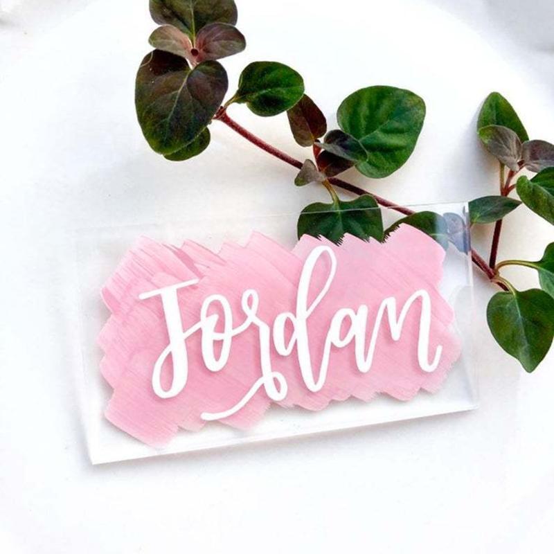 Table Seating Name Cards Acrylic Plates Tiles for Wedding Banquet Dinner 10 Pack