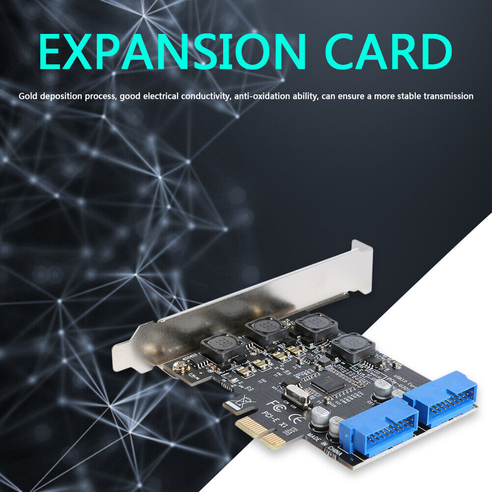 Front PCI-E to 19/20 Pin Adapter Desktop USB 3.0 PCI Express Expansion Card