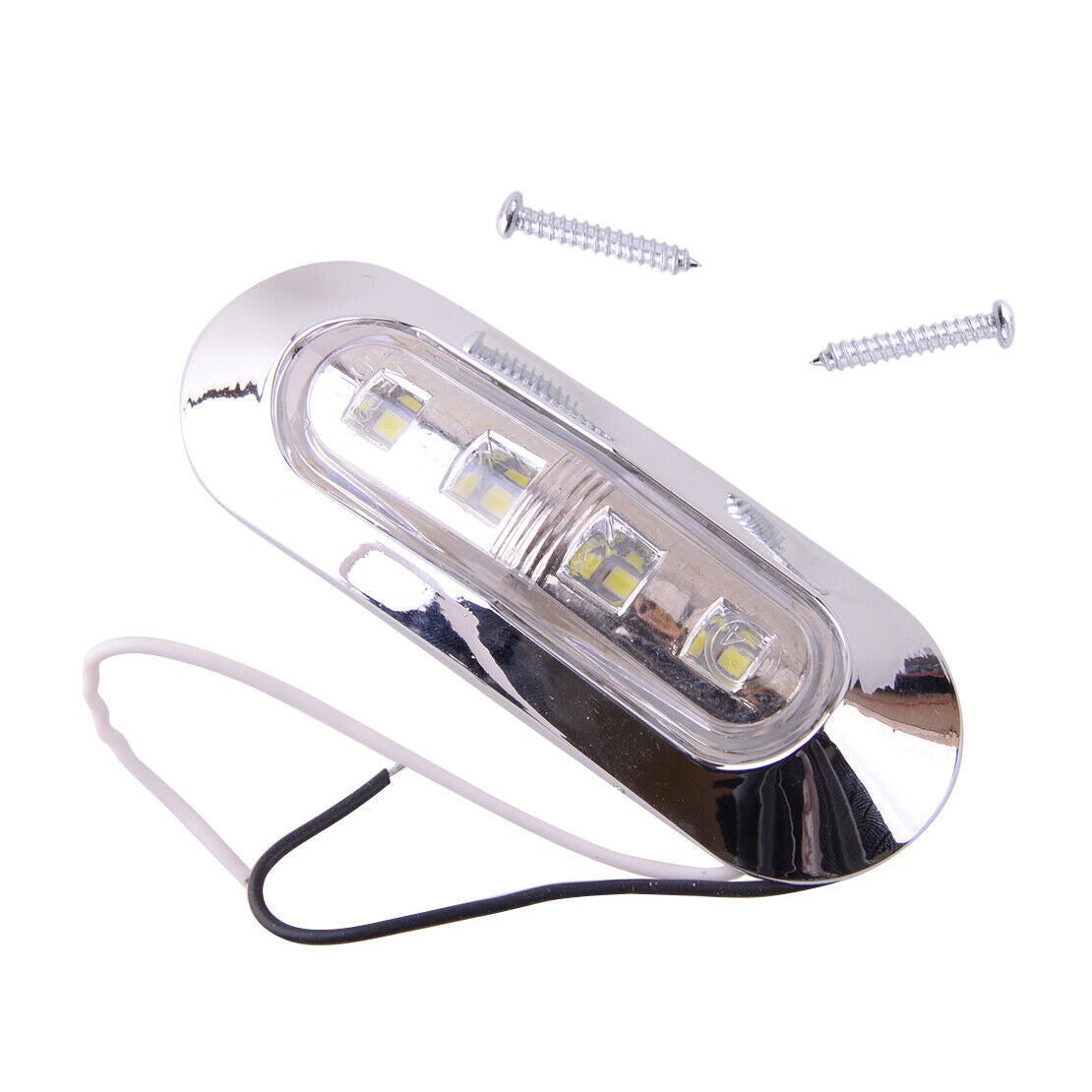 4x White 4-LED Clearance Side Marker Lights Truck Trailer 12V 24V Waterproof Acc