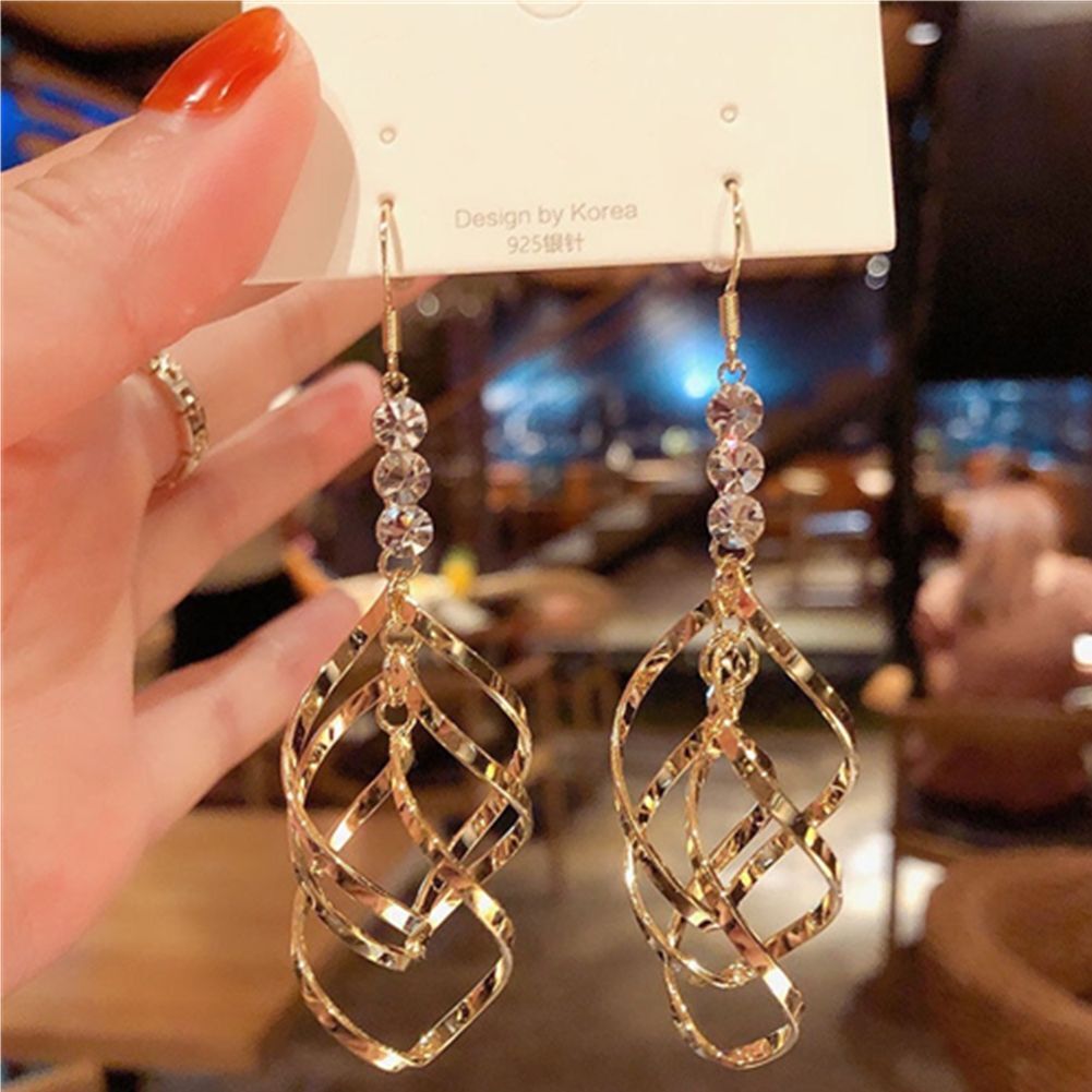 Spiral Hanging Long Earrings Cross Twist Earrings Long Wave Dangle Earrings