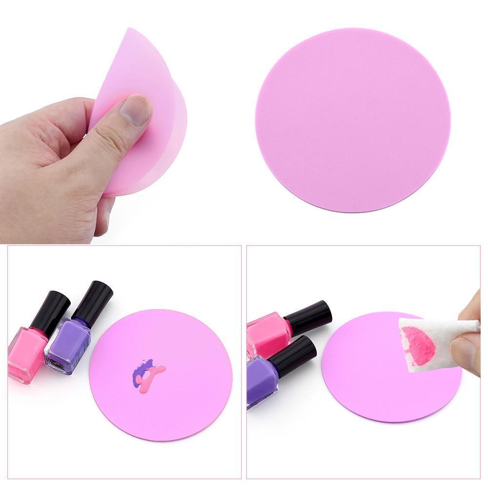 Foldable Silicone Paint Palette Mat Nail Art Stamping Pad DIY Tool(Pink)