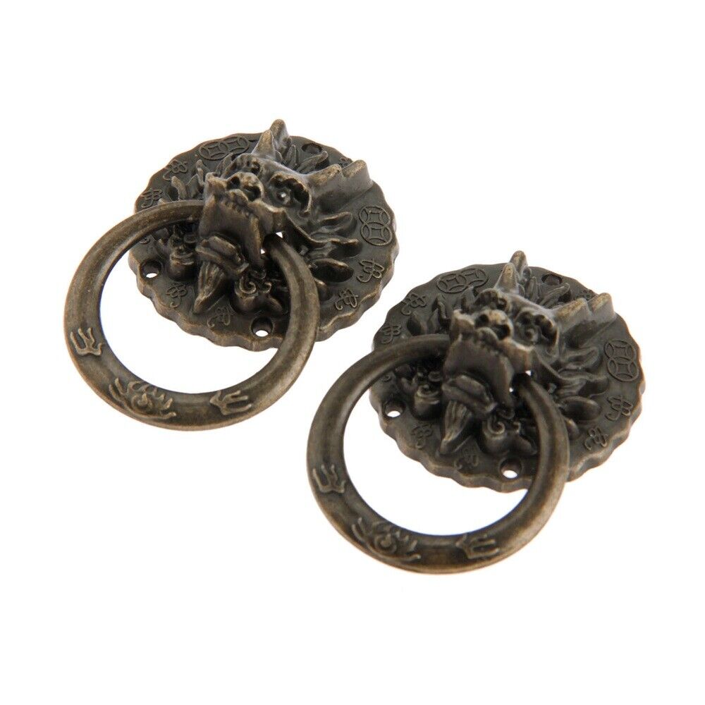 Elegant Drawer Cabinet Knob Ring Dragon Head Furniture Cupboard Door Pull Handle