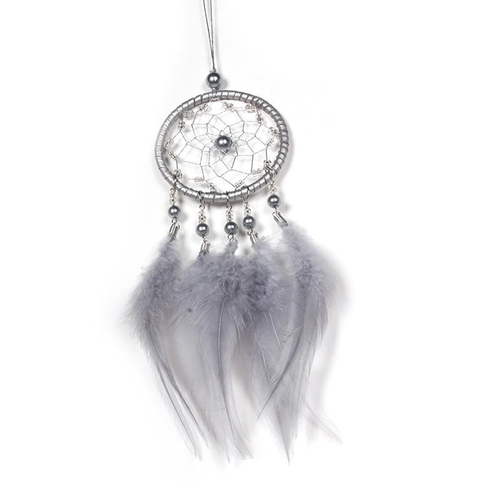 Beads Feathers Handmade Dreamcatcher Dream Catcher Net Home Decor (Grey)