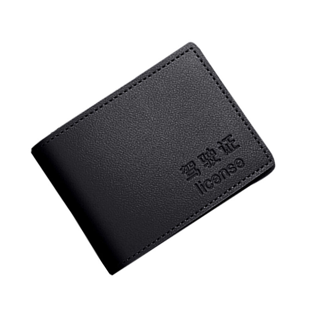 PU Leather Driver License Holder Business Credit Card Cover Wallet (Black)