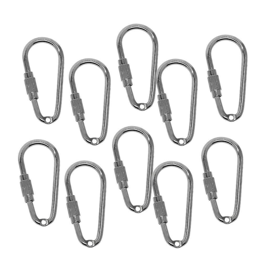 10x Alloy Screw Locking Carabiner Clasp Key Chain Key Ring Clasps 34x16mm