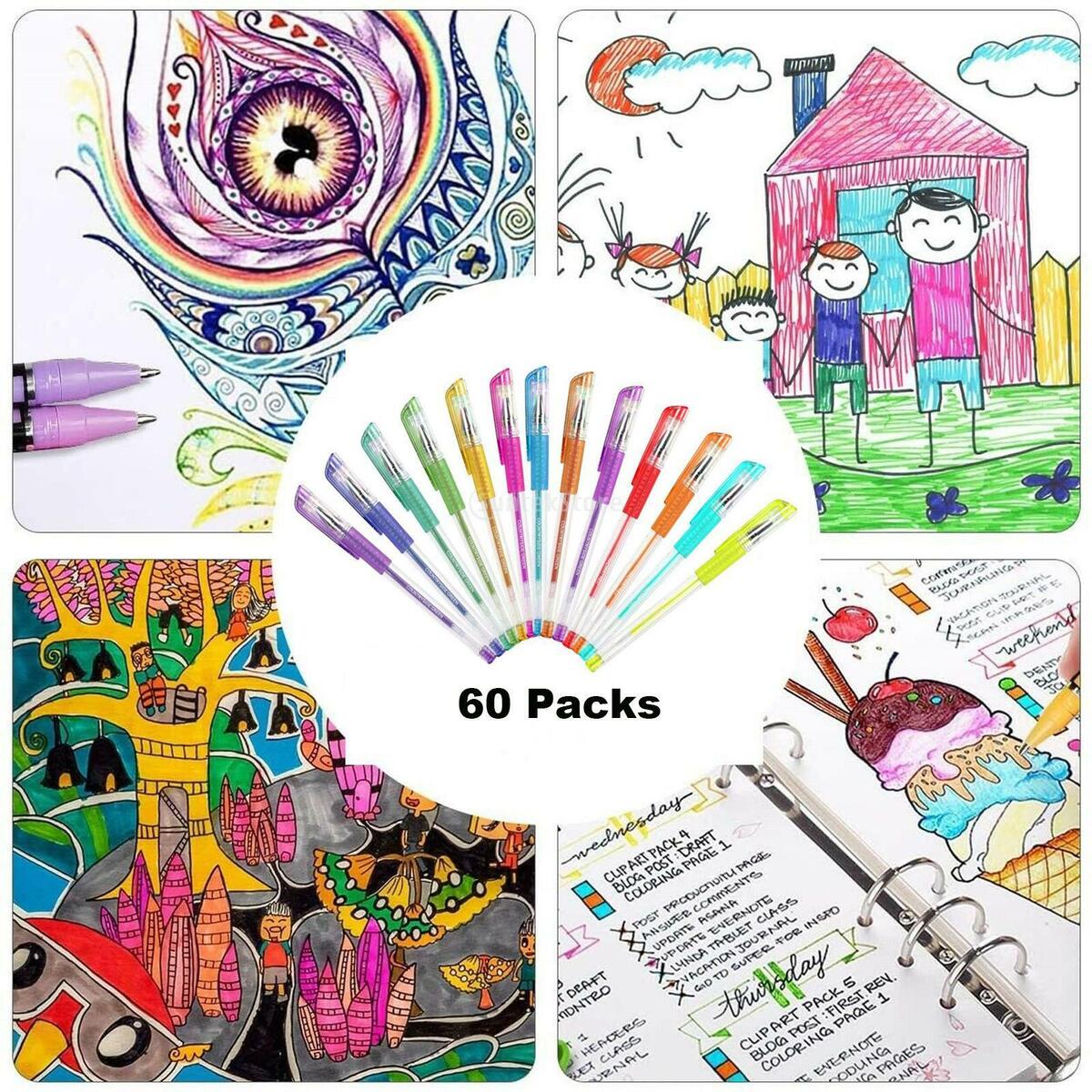 shamjina 121x Glitter Gel Pens Refills Marker For Coloring Books Drawing