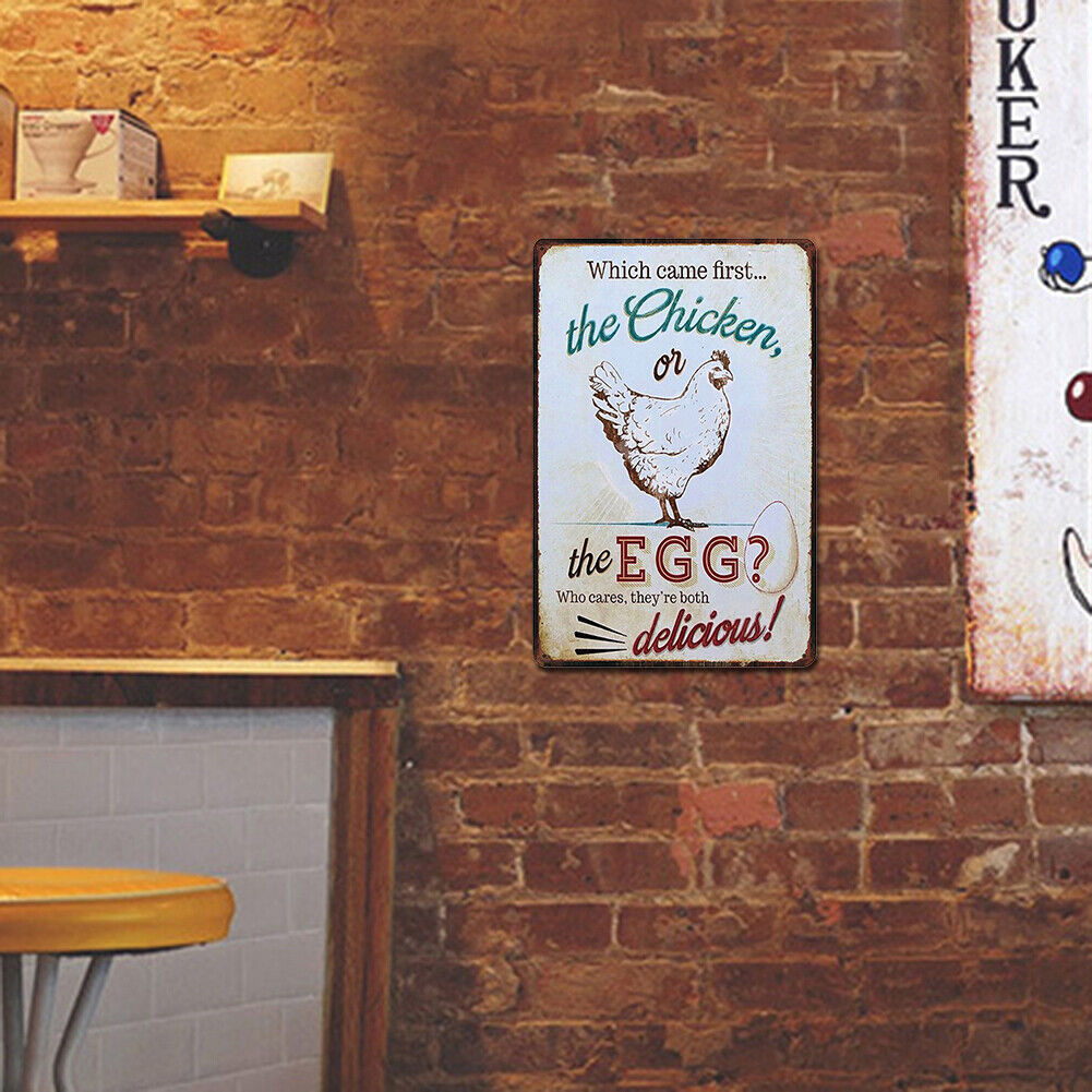 Chicken Eggs Letter Metal Plate Painting for Bar Pub Tin Plaques Wall Sign