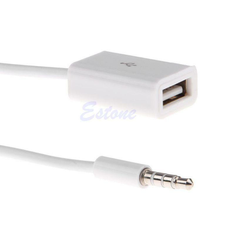 Male AUX Audio Plug Jack To USB 2.0 Female Converter Cable Cord Car MP3 3.5mm