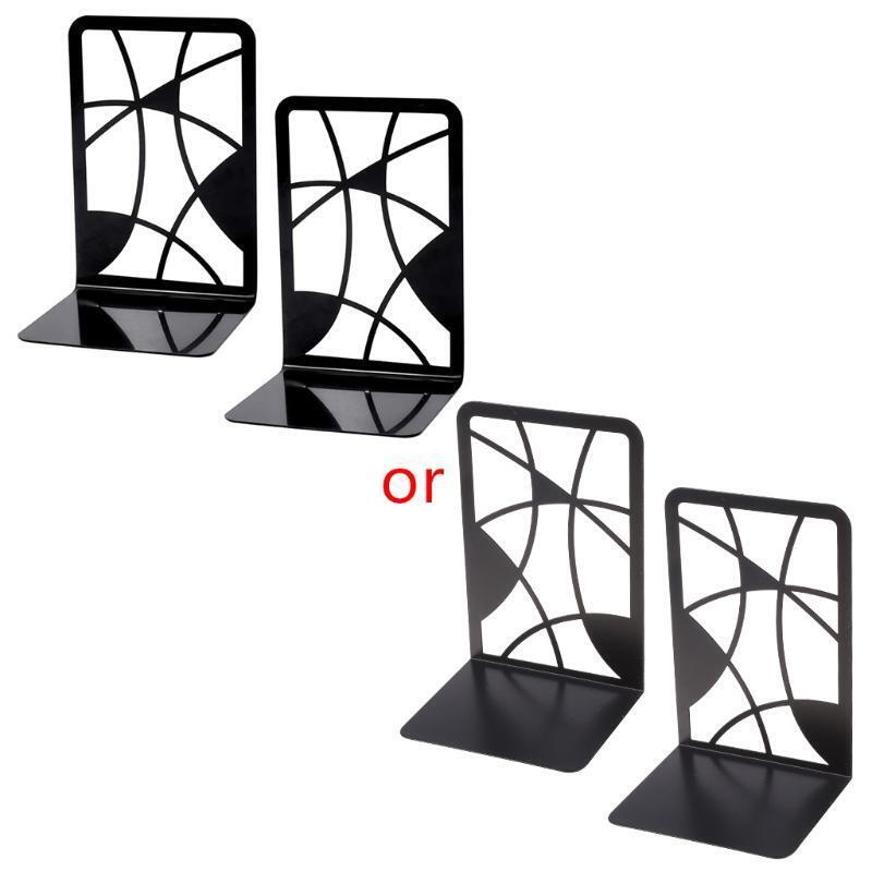 1 Pair Hollow-out Book Ends for Book Shelves Rose-like Metal Bookend Book Holder