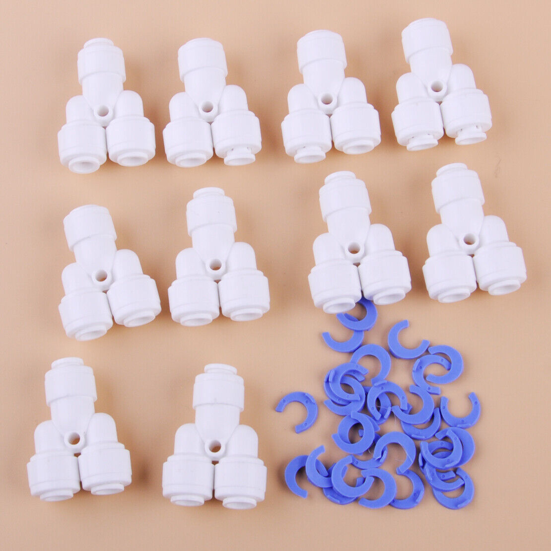 10x 1/4" 3 way Y Type Fitting Quick Connector Push In to Water Tube Hose 6 mm Li