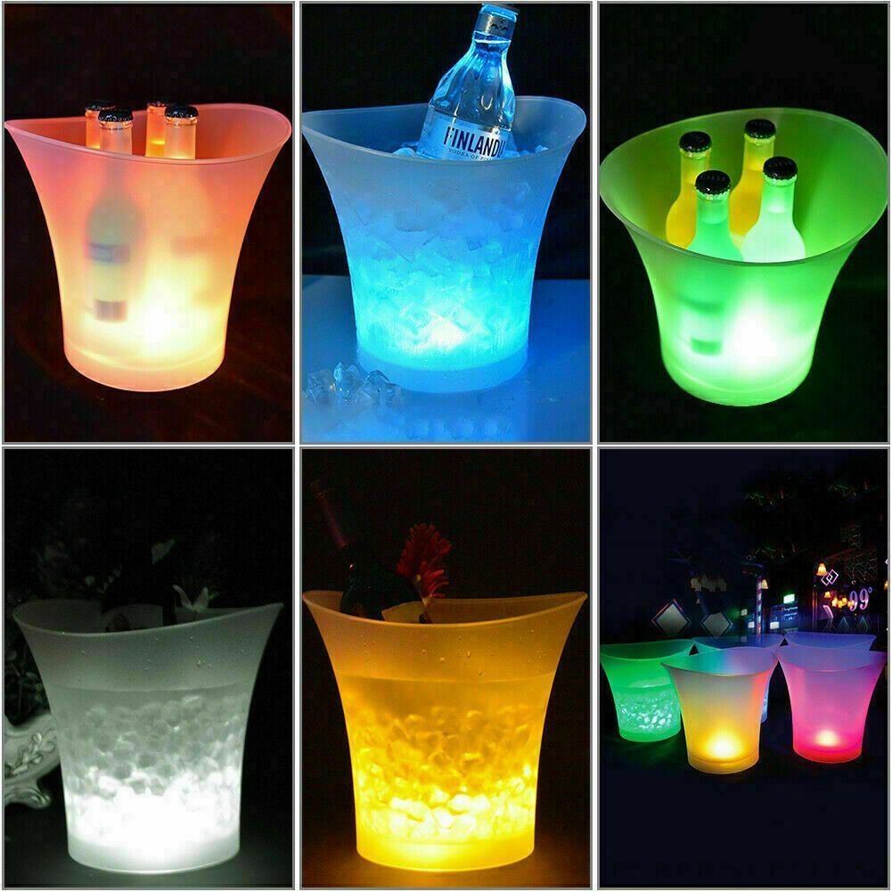 Light Up Bar Wine Drinks Cooler Table Light LED Ice Bucket 5L Color Changing