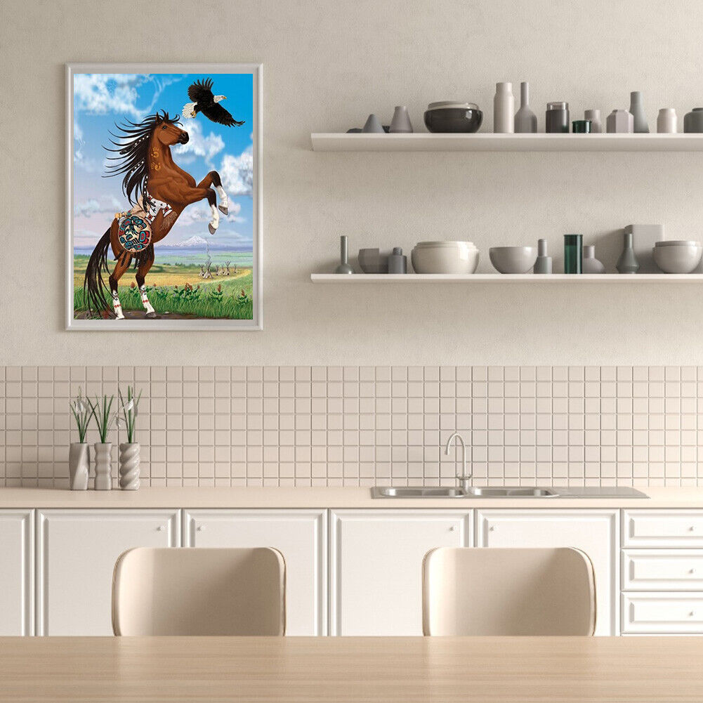 DIY Diamond Painting Grassland Horse Full Round Drill Mosaic Picture Decor