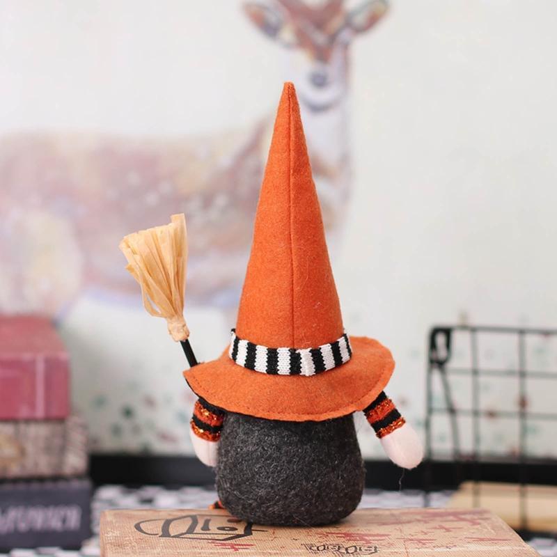 Halloween Long Legs Gnomes 1Pair Holding Broom Children Kids Present