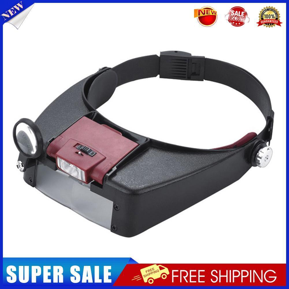 10X Headband LED Magnifying Glasses Magnifier Loupe Jewelry Reading (Red)