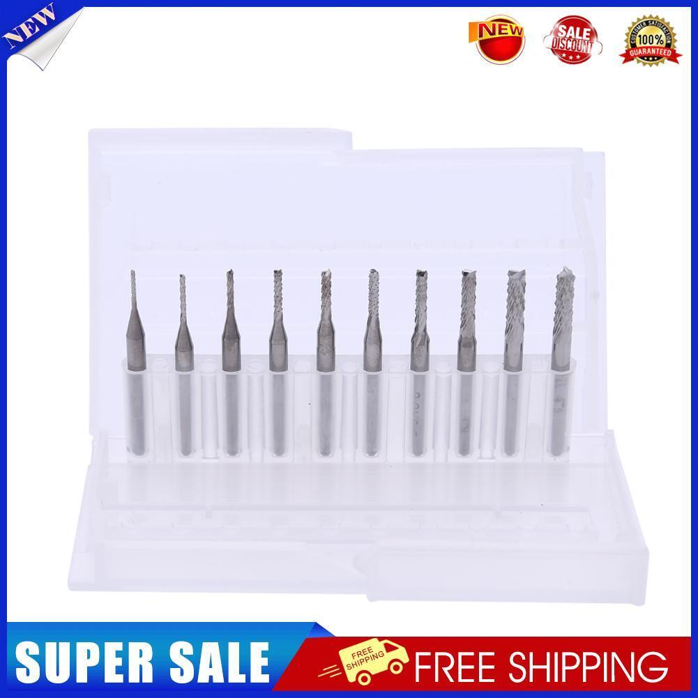 10Pcs/Box 1/8 Inch 0.8-3.17mm PCB Engraving Cutter Rotary CNC End Mill