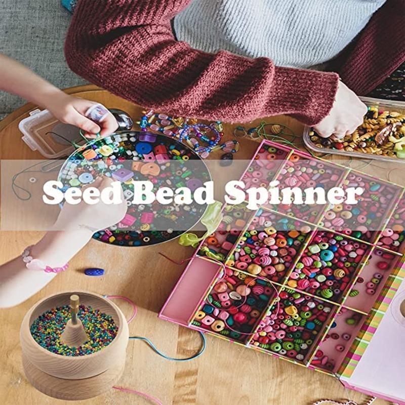 DIY Making Bead Spinner Holder Wooden Bowl Manual Fast Beader for Bracelet Craft