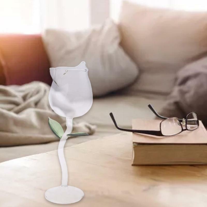 Wine Glass Rose Flower Shape Goblet Lead-Free Red Wine Cocktail Glasses Home Wed
