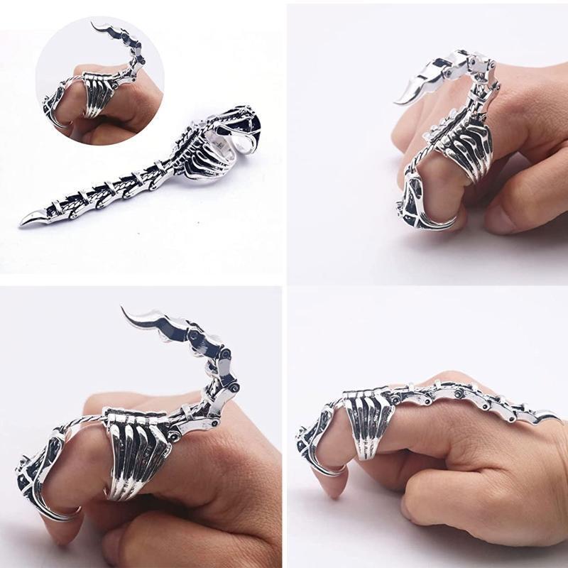 Scorpion Ring Joint Full Finger Ring with Adjustable Opening & Moving Tail Ring