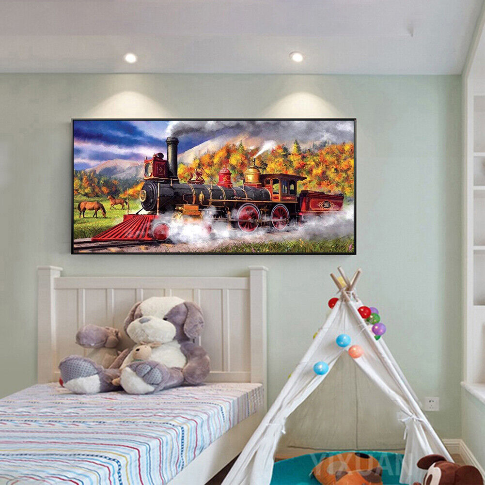 5D Train Full Drill Round Diamond Painting DIY Mosaic Picture Home Decor