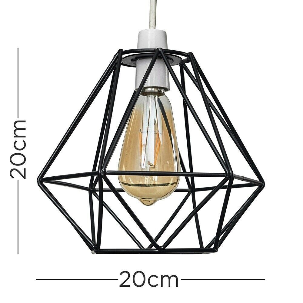 Metal Pendant Lamp Shade Geometric Ceiling Plate Light Holder Hanging Lamp Cage