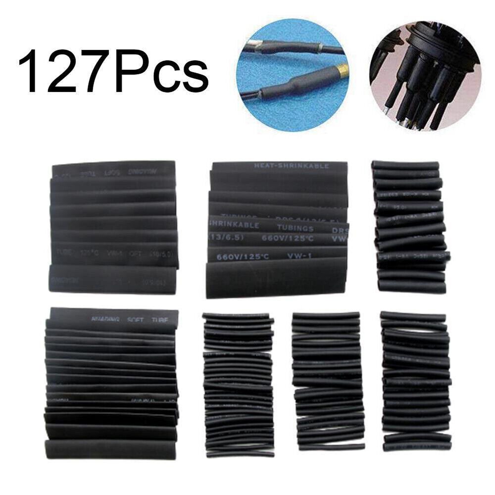 Protection Heat Shrink Sleeving Tube Assortment Kit 2:1 Black Shrinkage Sheath