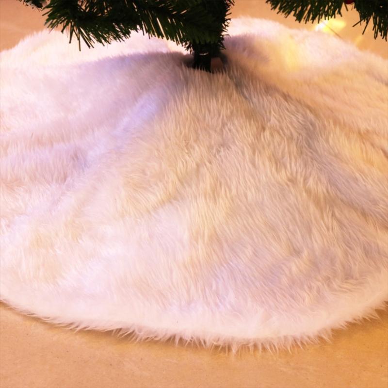 30.7 Inches Christmas Tree Skirt White Luxury Faux Fur Tree Ornaments Decoration
