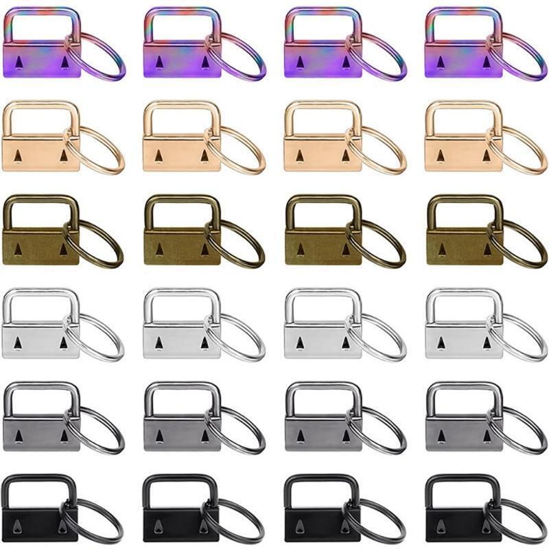 42Pcs Key Fob Hardware with Split Rings Lanyard Wristlet Tail Clip Clasp Kits