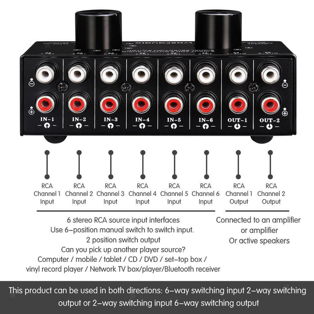 Port Input 6 Output Video  AV   Switch Switcher Selector Box