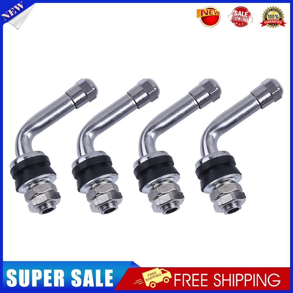 4pcs 90 Degrees Angle Bolt In Tubeless Chrome Plated Metal Tire Valve Stems