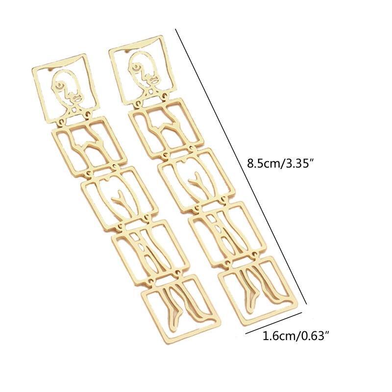 1 Pair Hollow Out Face Body Shaped Earrings Dangle Stud Earrings Alloy Material