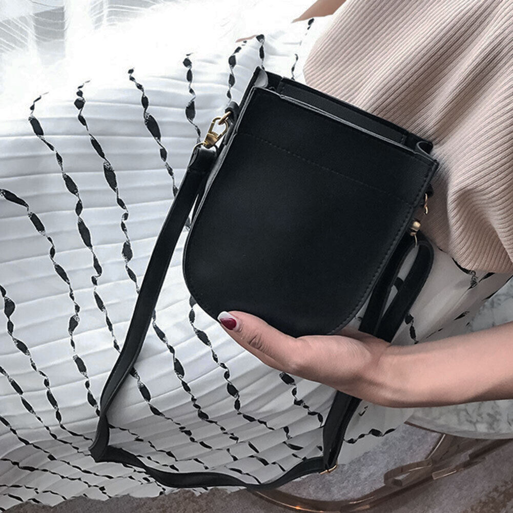 Creative Women PU Leather Mini Phone Bag Shoulder Crossbody Bag(Black)