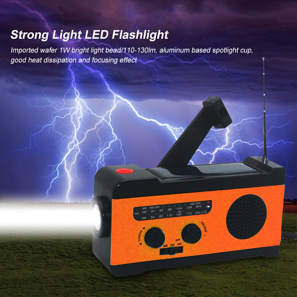 EU Version Solar Power Hand Cranked Phone Charge Flashlight Radio (Orange)