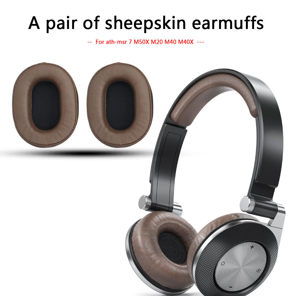 Sheepskin Ear Cushions for Audio Technica ATH M50x M20 M40 M40x (Brown)
