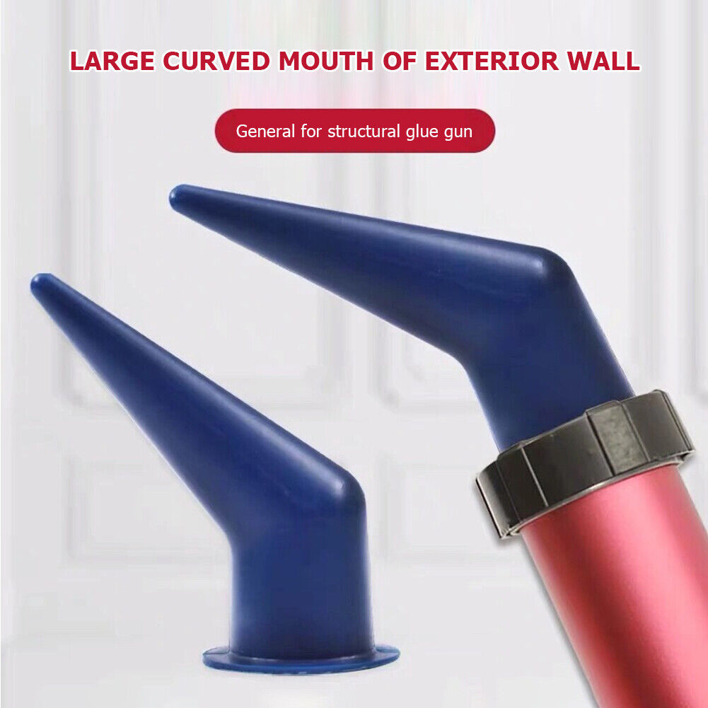 2pcs Caulking Gun Nozzle Glass Glue Sealant Silicone Caulking Tips (Blue)