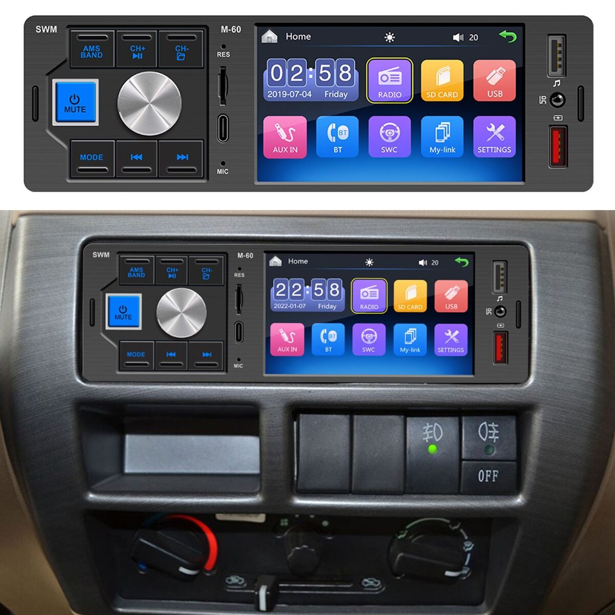 dashboard In-dash Audio Head Unit Car Stereo Radio Car MP5 Player Bluetooth