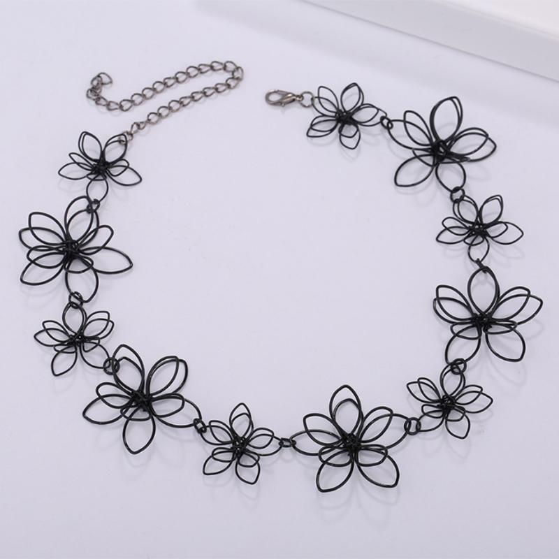 14in Trendy Floral Black Necklace Short Choker Necklace Jewelry for Women Girls