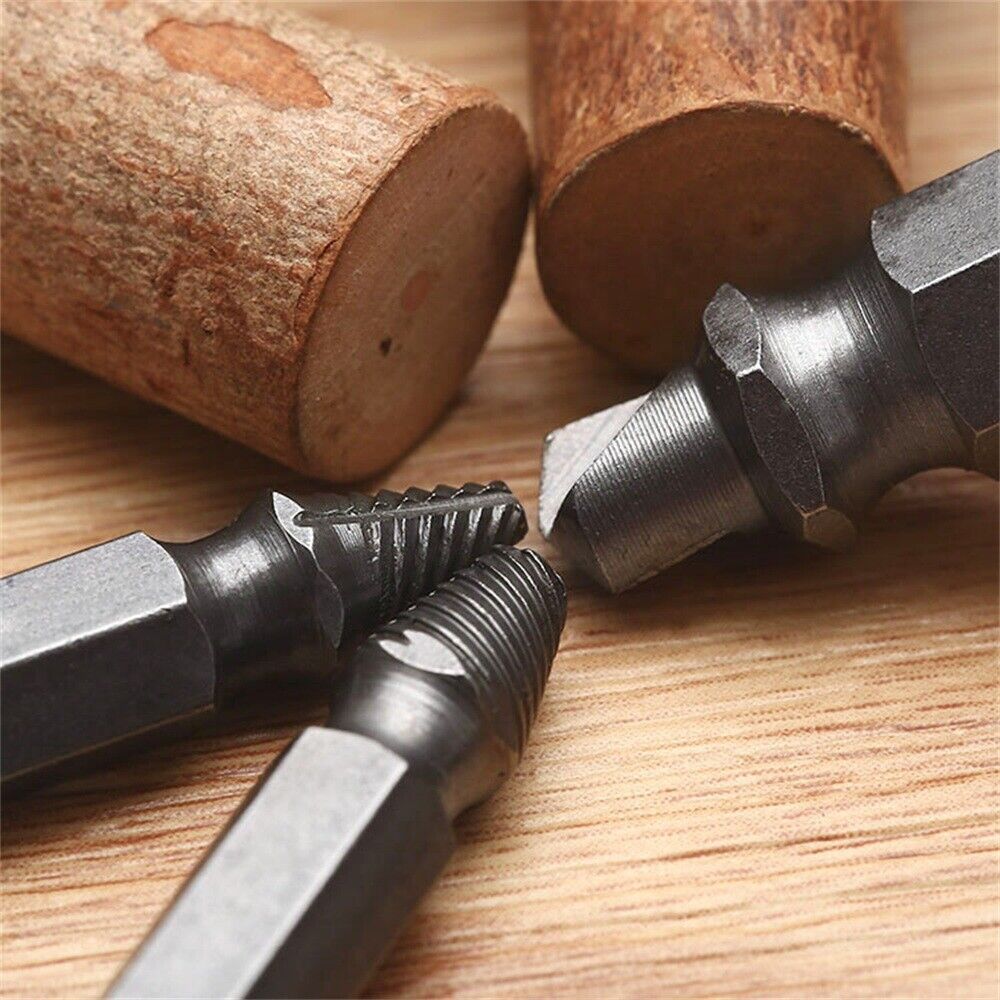 4Pcs Easy Out Damaged Screw Bolt Stud Extractor Remover Drill Bits Set Hex Shank