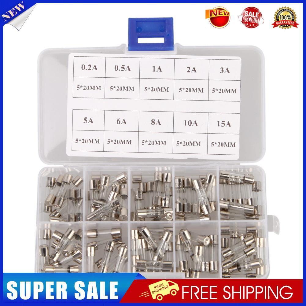 100PCS 5 x 20mm Fast Quick Blow Glass Tube Fuse Assortment Kit