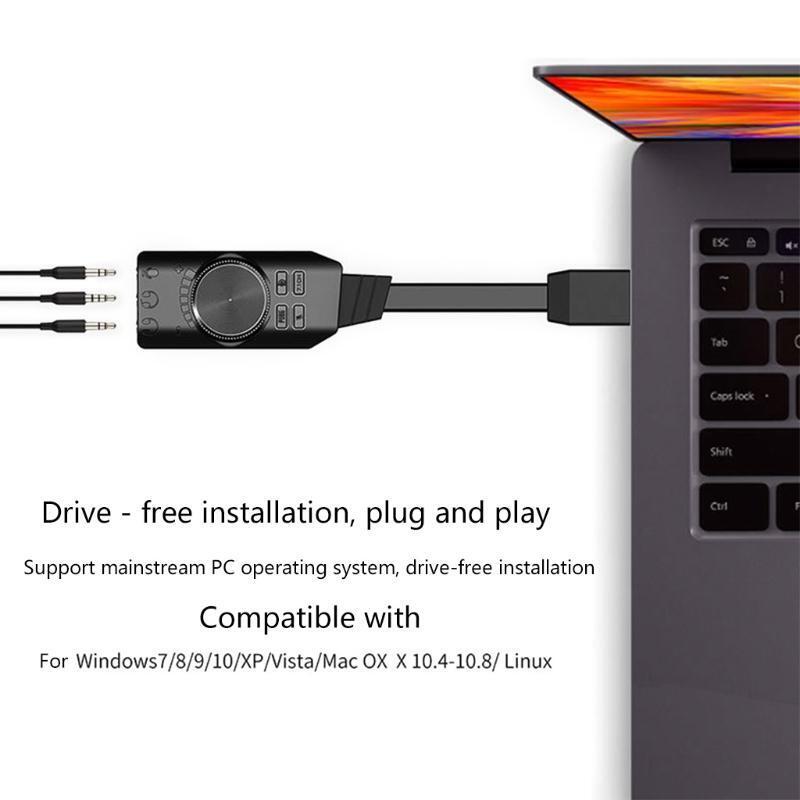 External USB Sound Adapter for Earphone Headphone Microphone PC Plug and Play